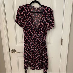 Floral Print Wrap Mini Dress